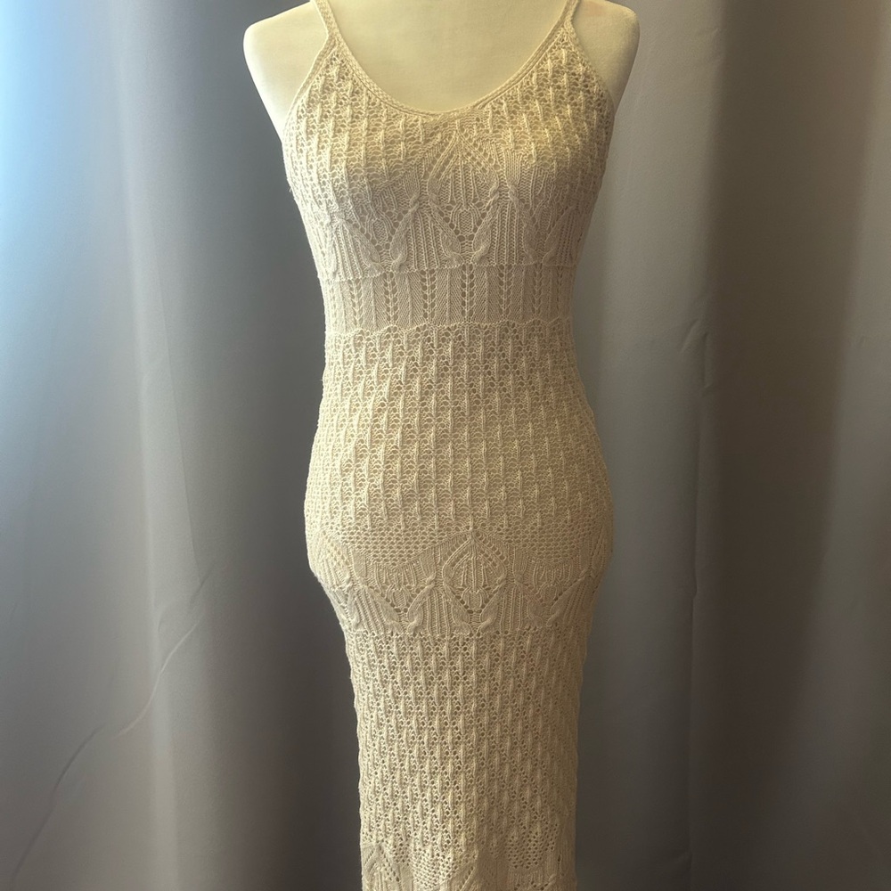 Freshman Cream Knit Midi Dress